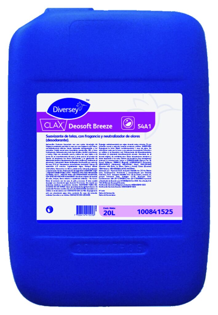 CLAX DEOSOFT BREEZE 20L - Suavizante de telas, con fragancia y neutralizador de olores (desodorante)